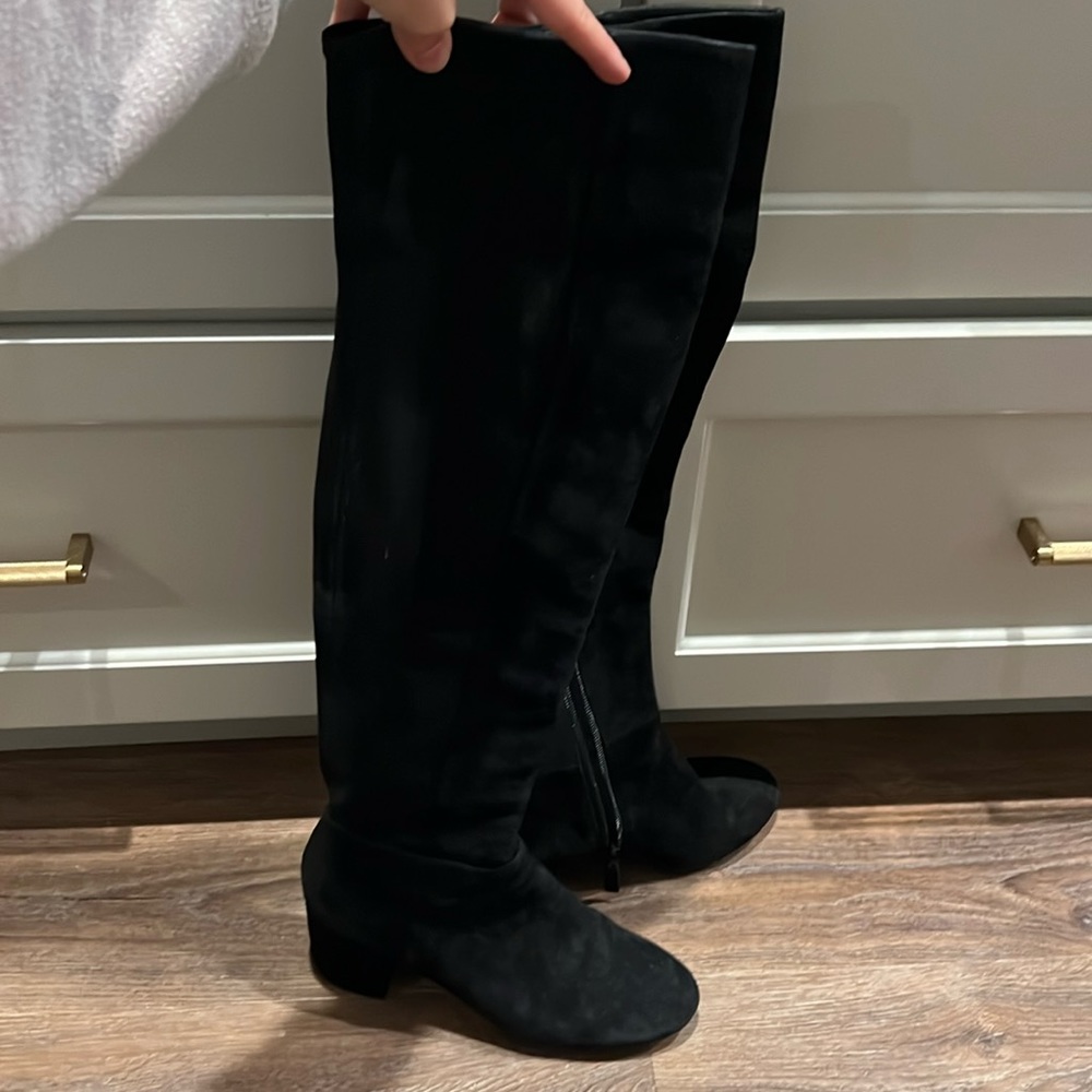 Cole Haan Elnora suede over knee low block heel boot